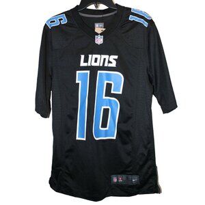 Nike NFL Detroit Lions Jared Goff #16 Black On-Field Jersey S Mens